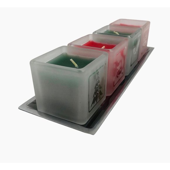 Home For The Holidays Green Red Candle Votives Tray Christmas Home Decor - Picture 5 of 10